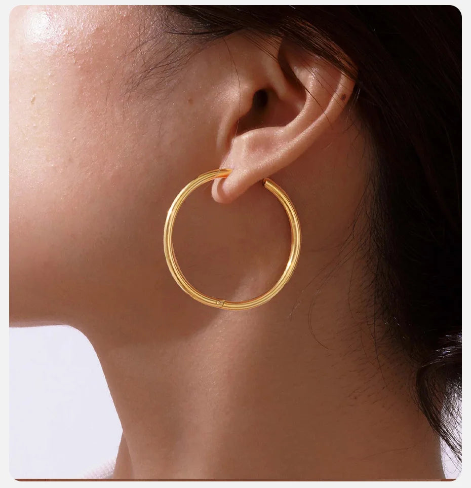 Vnox 20mm/25mm/30mm/40mm Boucles d'Oreilles en Forme de Hoop Inoxydables