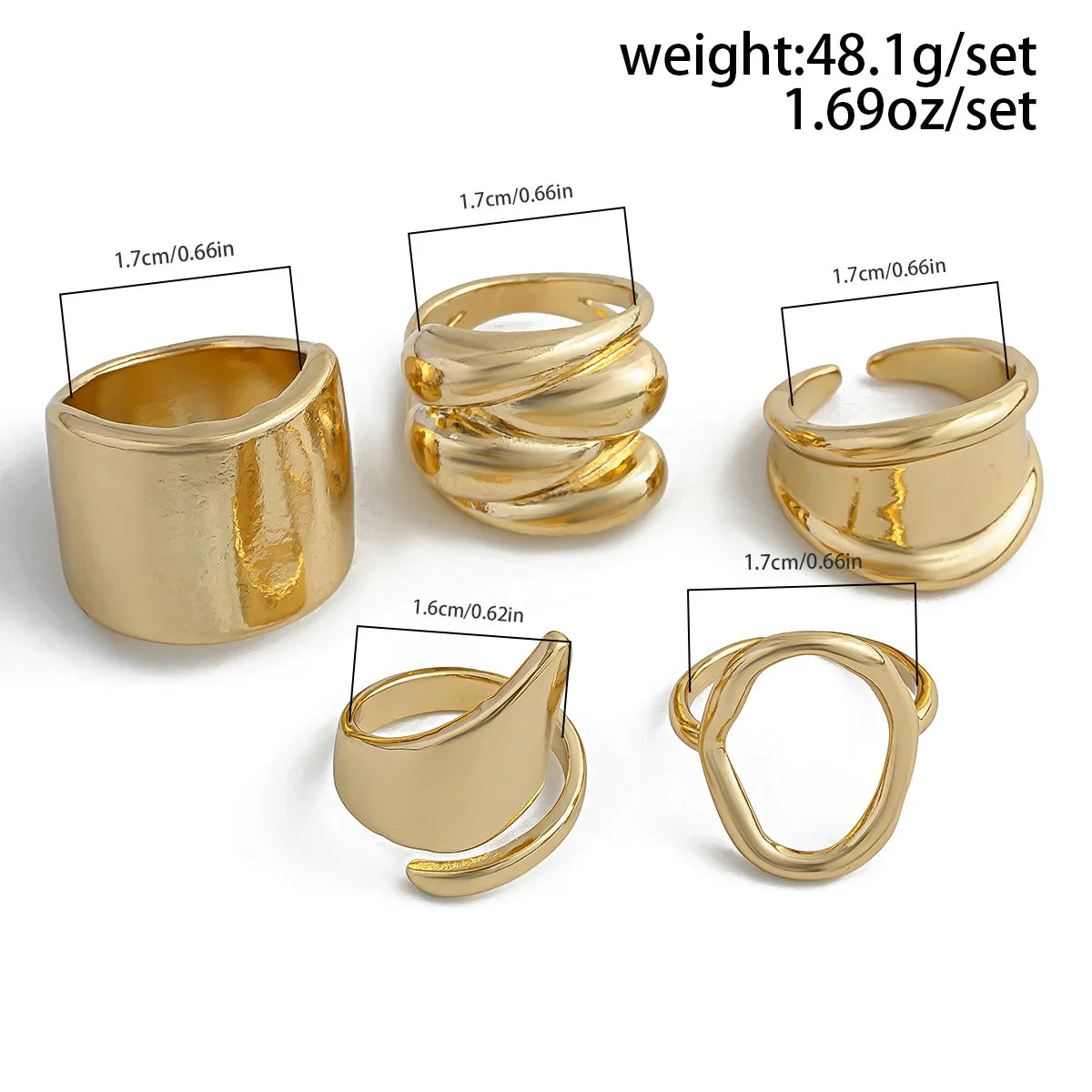 6 Style Geometric Metal Bagues