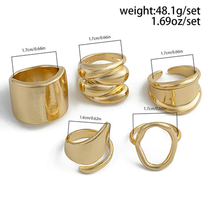 6 Style Geometric Metal Bagues