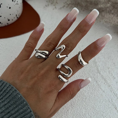 6 Style Geometric Metal Bagues