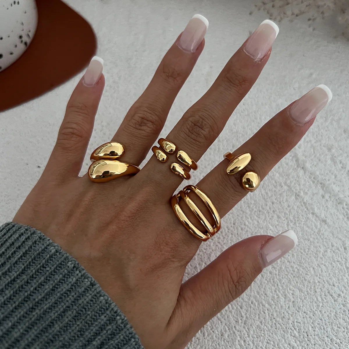 6 Style Geometric Metal Bagues