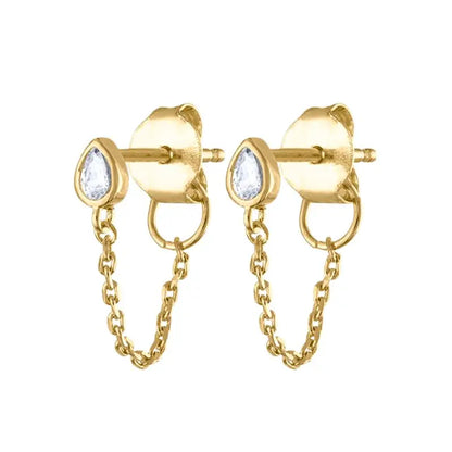 925 Sterling Zircon Geometric Boucles d'Oreilles Pendantes