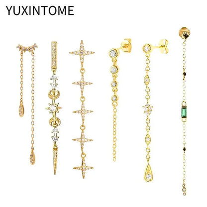 925 Sterling Zircon Geometric Boucles d'Oreilles Pendantes