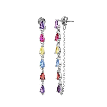 925 Sterling Zircon Geometric Boucles d'Oreilles Pendantes