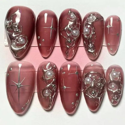 24Pcs Y2k Faux Ongles Acrylic Full Cover 3D Art