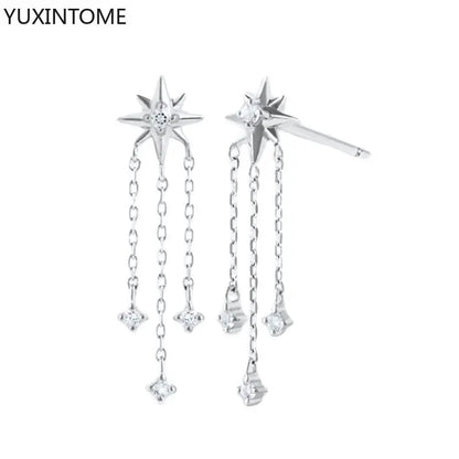 925 Sterling Zircon Geometric Boucles d'Oreilles Pendantes