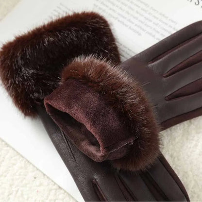 Hiver Luxury Faux Cuir/Fausse Fourrure Gants ⟢
