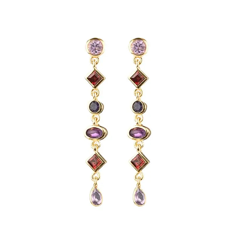 925 Sterling Zircon Geometric Boucles d'Oreilles Pendantes