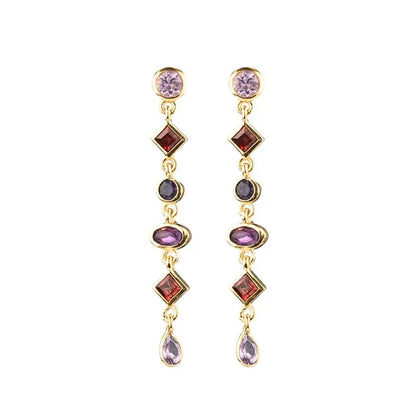 925 Sterling Zircon Geometric Boucles d'Oreilles Pendantes