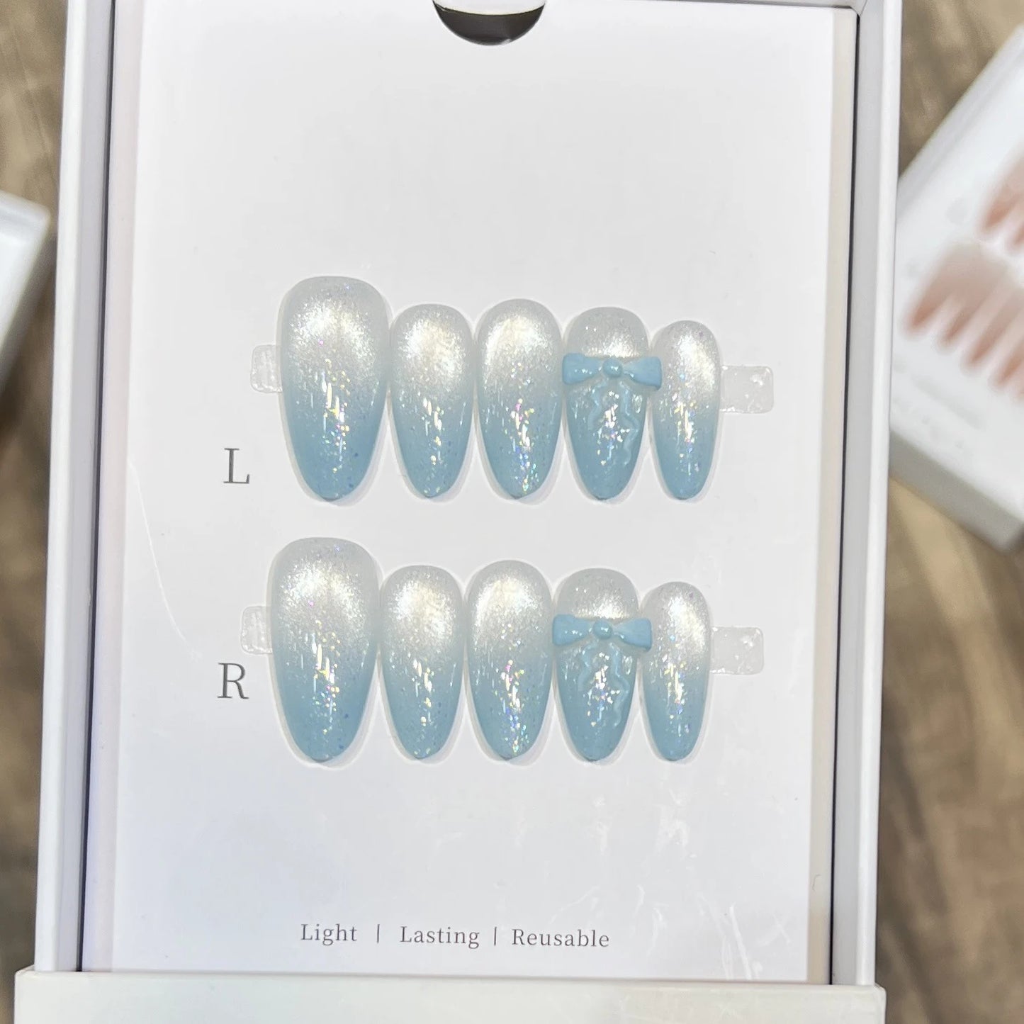 10pc Cat Eye Almond Haute Qualité Faux Ongles Réutilisable  ─ .✦