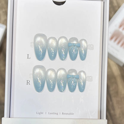 10pc Cat Eye Almond Haute Qualité Faux Ongles Réutilisable  ─ .✦