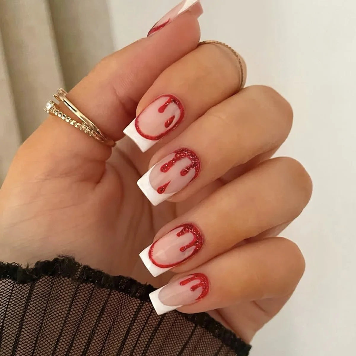 24Pcs Faux Ongles Mid-Taille à Coller ✮ Réutilisables NAIL ART