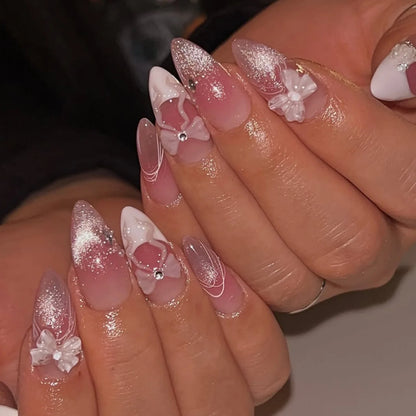 24pcs Faux Ongles 3D Fleurs et Autres Design (Modèle Normal/Modèle Fais Main)