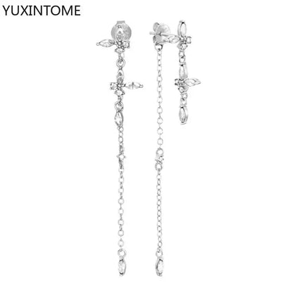925 Sterling Zircon Geometric Boucles d'Oreilles Pendantes