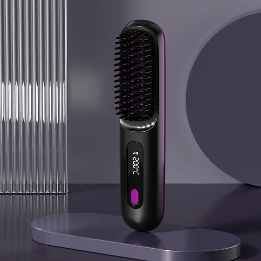Mini Lisseur Brosse Cheveux Sans Fil Rechargeable à Mettre Dans Son Sac ⊹ ˖