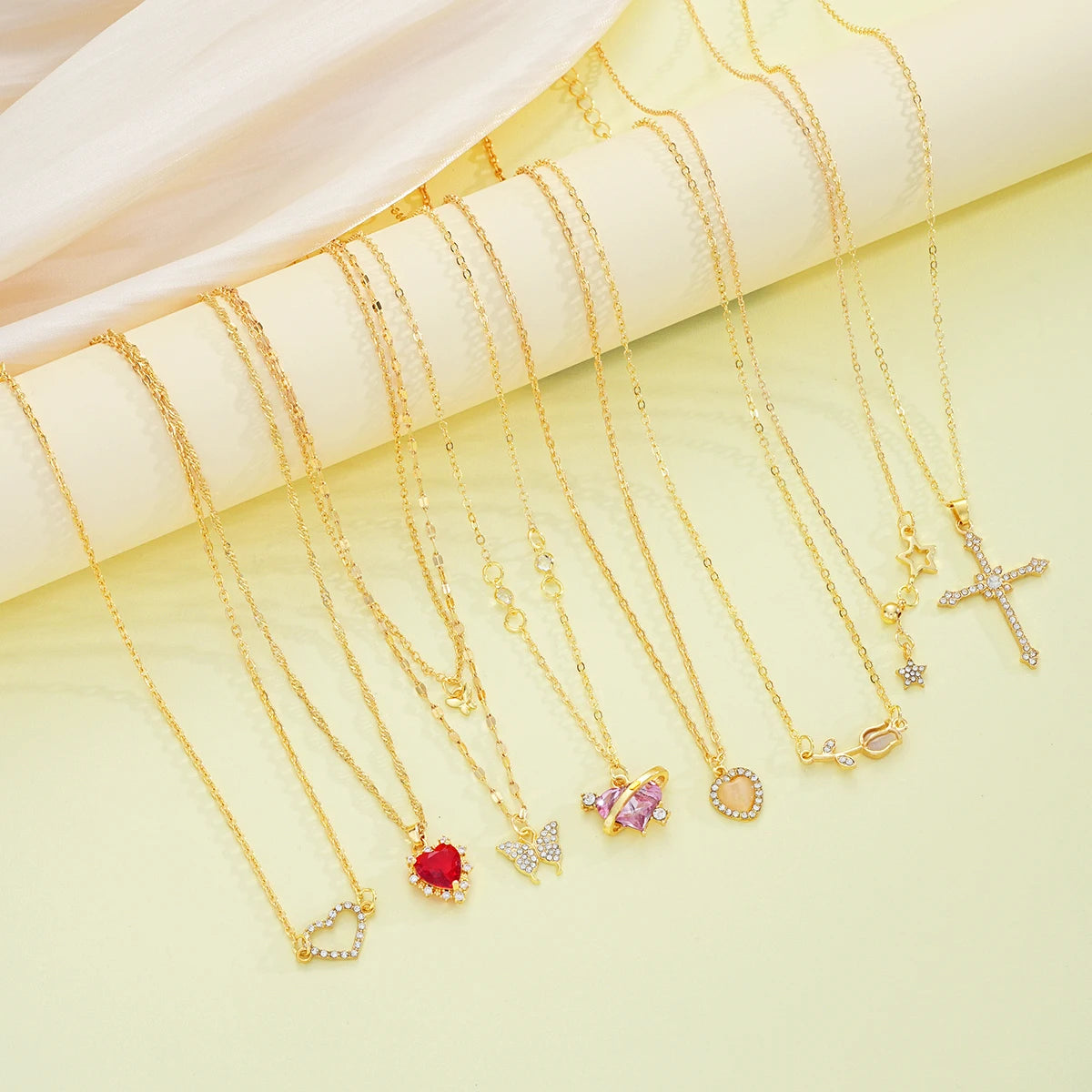 8 Pcs Simple Colliers Inoxydables Dorées