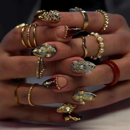 24Pcs Y2k Faux Ongles Acrylic Full Cover 3D Art