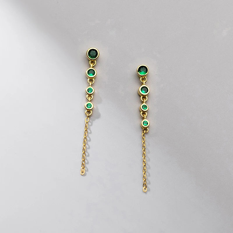 925 Sterling Zircon Geometric Boucles d'Oreilles Pendantes