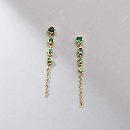 925 Sterling Zircon Geometric Boucles d'Oreilles Pendantes