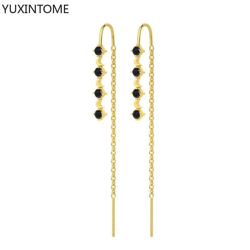 925 Sterling Zircon Geometric Boucles d'Oreilles Pendantes