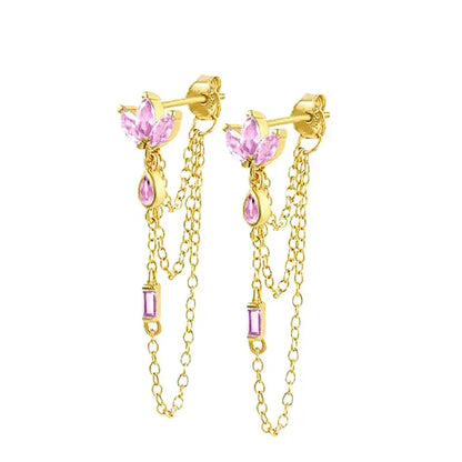 925 Sterling Zircon Geometric Boucles d'Oreilles Pendantes