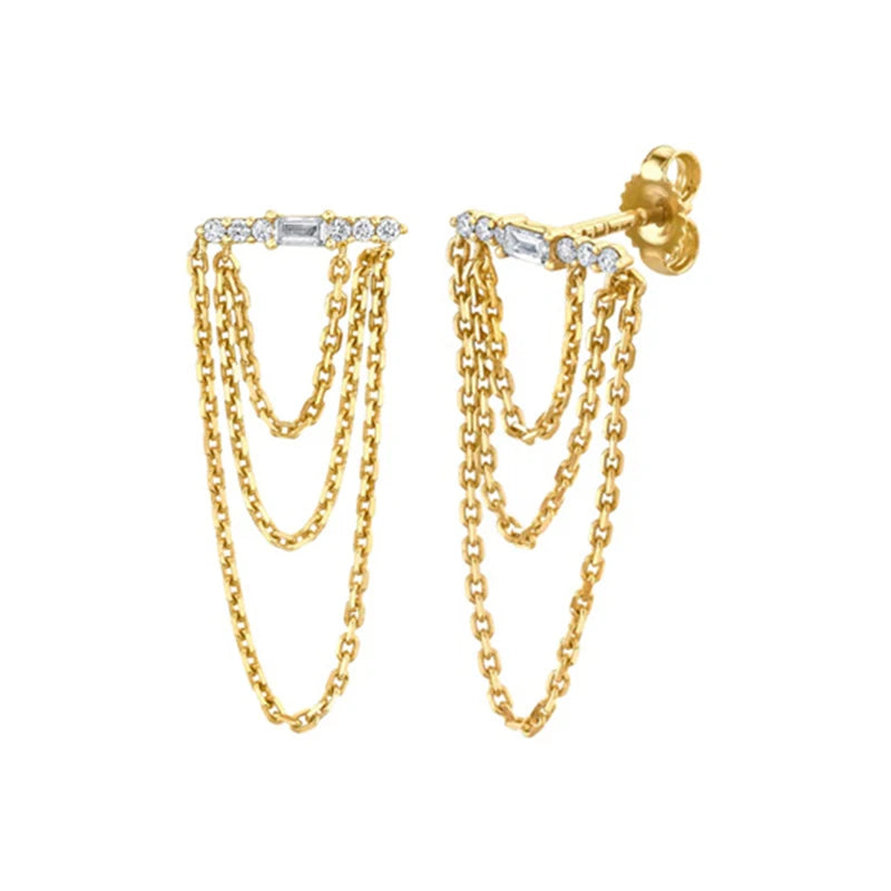 925 Sterling Zircon Geometric Boucles d'Oreilles Pendantes