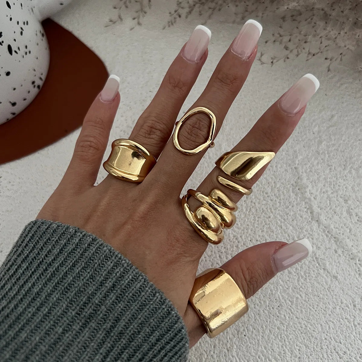 6 Style Geometric Metal Bagues