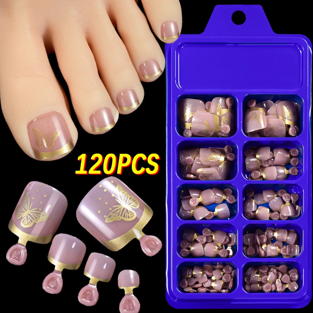 120Pcs Faux Ongles de Pieds Rapide et Simple à Coller ── .✦