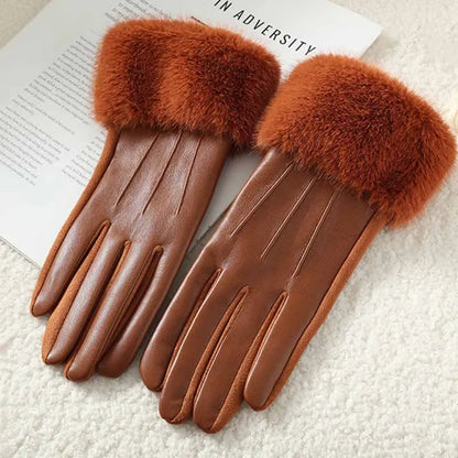 Hiver Luxury Faux Cuir/Fausse Fourrure Gants ⟢