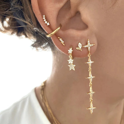 925 Sterling Zircon Geometric Boucles d'Oreilles Pendantes