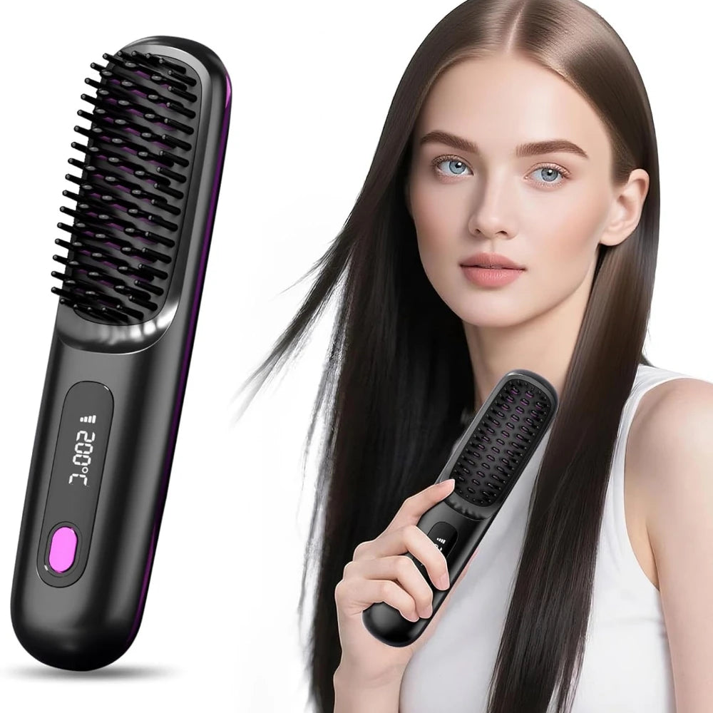 Mini Lisseur Brosse Cheveux Sans Fil Rechargeable à Mettre Dans Son Sac ⊹ ˖