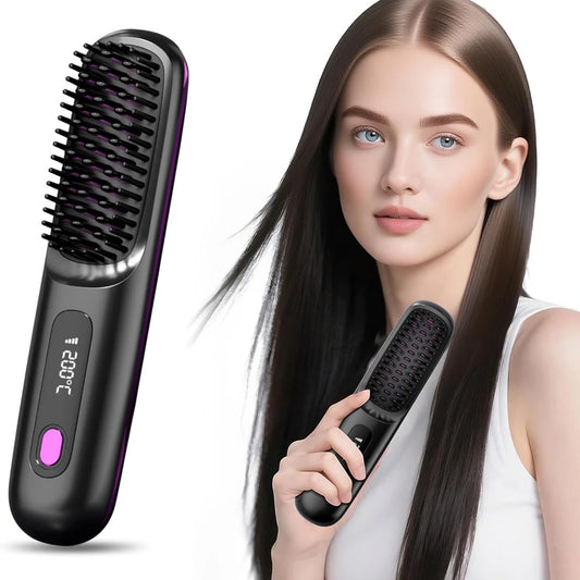 Mini Lisseur Brosse Cheveux Sans Fil Rechargeable à Mettre Dans Son Sac ⊹ ˖