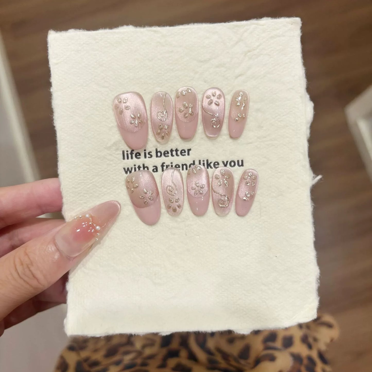 10pc Cat Eye Almond Haute Qualité Faux Ongles Réutilisable  ─ .✦