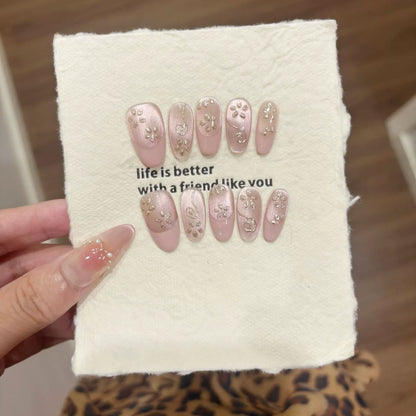 10pc Cat Eye Almond Haute Qualité Faux Ongles Réutilisable  ─ .✦