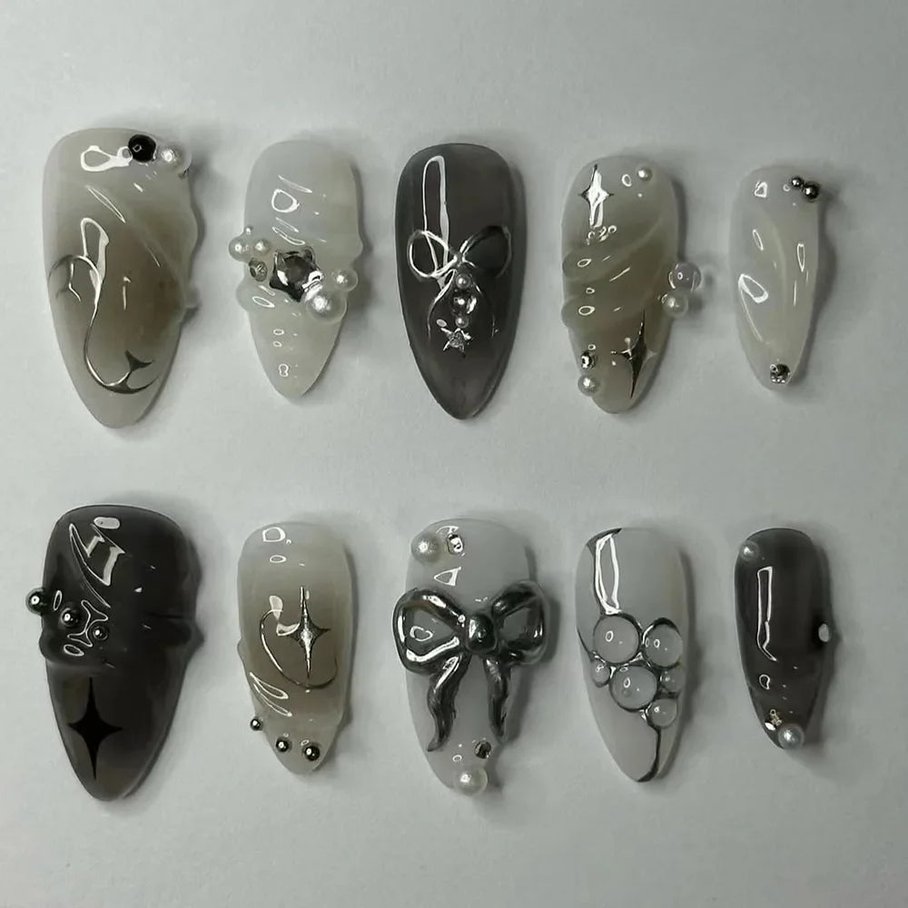 24Pcs Y2k Faux Ongles Acrylic Full Cover 3D Art