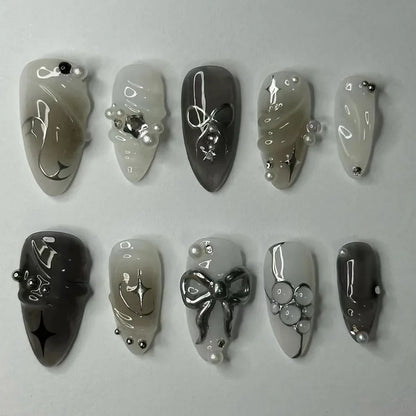 24Pcs Y2k Faux Ongles Acrylic Full Cover 3D Art