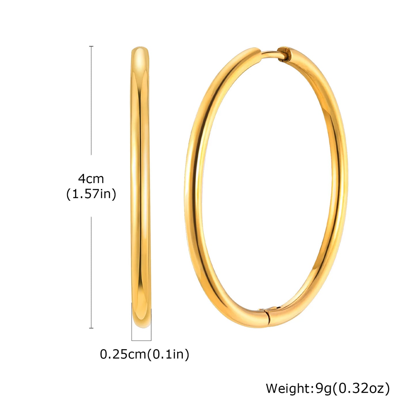 Vnox 20mm/25mm/30mm/40mm Boucles d'Oreilles en Forme de Hoop Inoxydables