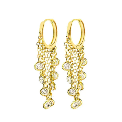 925 Sterling Zircon Geometric Boucles d'Oreilles Pendantes