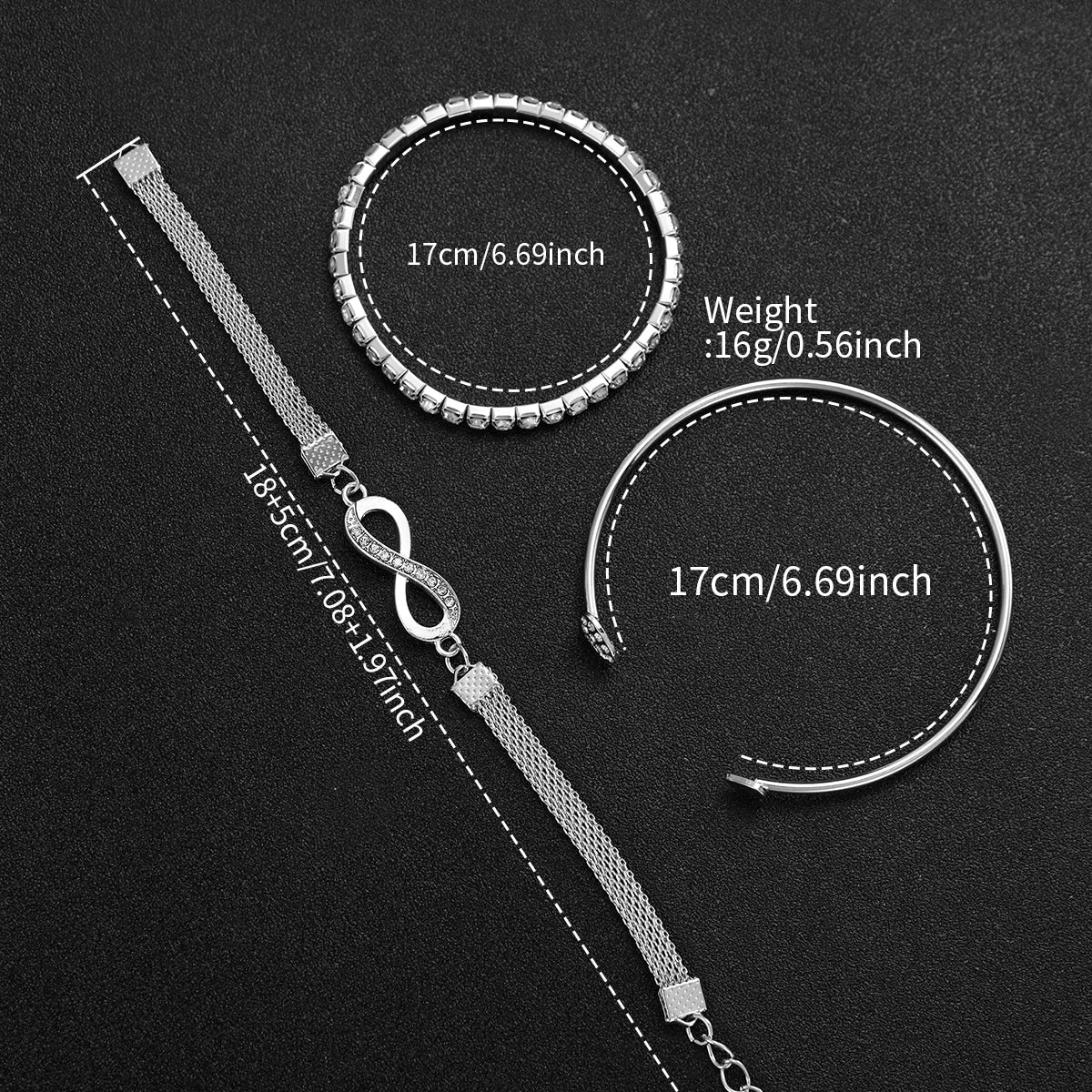 4PCS/Set Fashion Montre + Bracelets Inoxydables