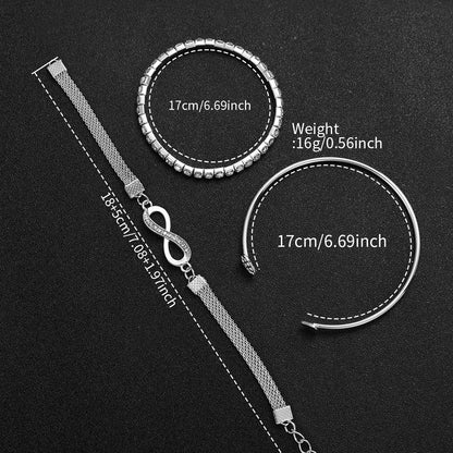 4PCS/Set Fashion Montre + Bracelets Inoxydables