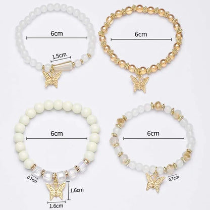 4Pcs Tendance Papillon Bracelet Set Y2K