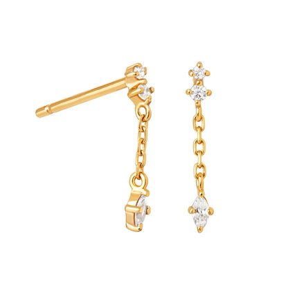 925 Sterling Zircon Geometric Boucles d'Oreilles Pendantes