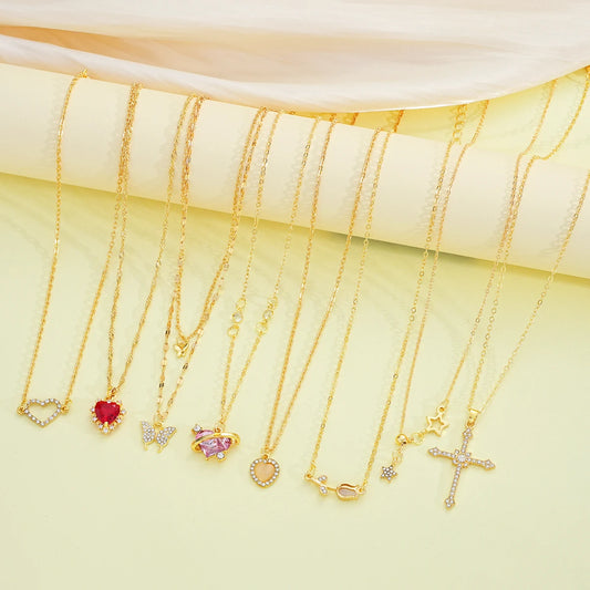 8 Pcs Simple Colliers Inoxydables Dorées