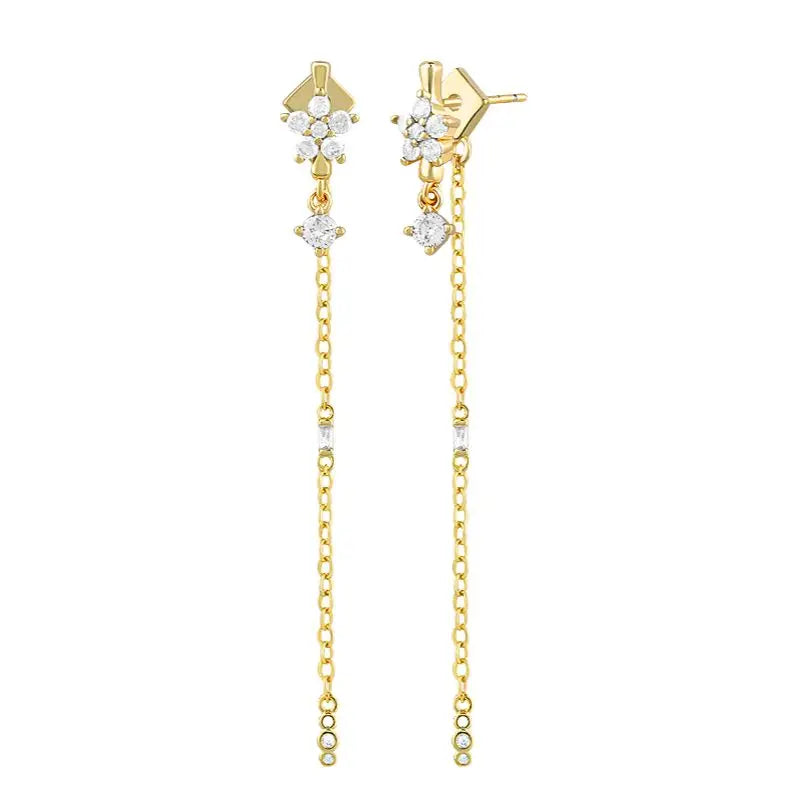 925 Sterling Zircon Geometric Boucles d'Oreilles Pendantes