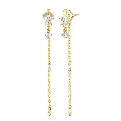 925 Sterling Zircon Geometric Boucles d'Oreilles Pendantes