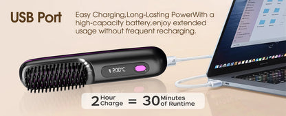 Mini Lisseur Brosse Cheveux Sans Fil Rechargeable à Mettre Dans Son Sac ⊹ ˖