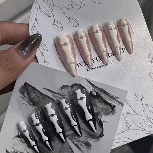 10pcs Faux Ongles Réutilisables Toutes Tailles (S-M-L) 🦇﹒౨