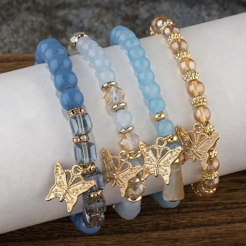 4Pcs Tendance Papillon Bracelet Set Y2K