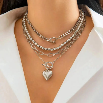4Pcs/Set Punk Collier Doré et Argenté Inoxydable ⟢