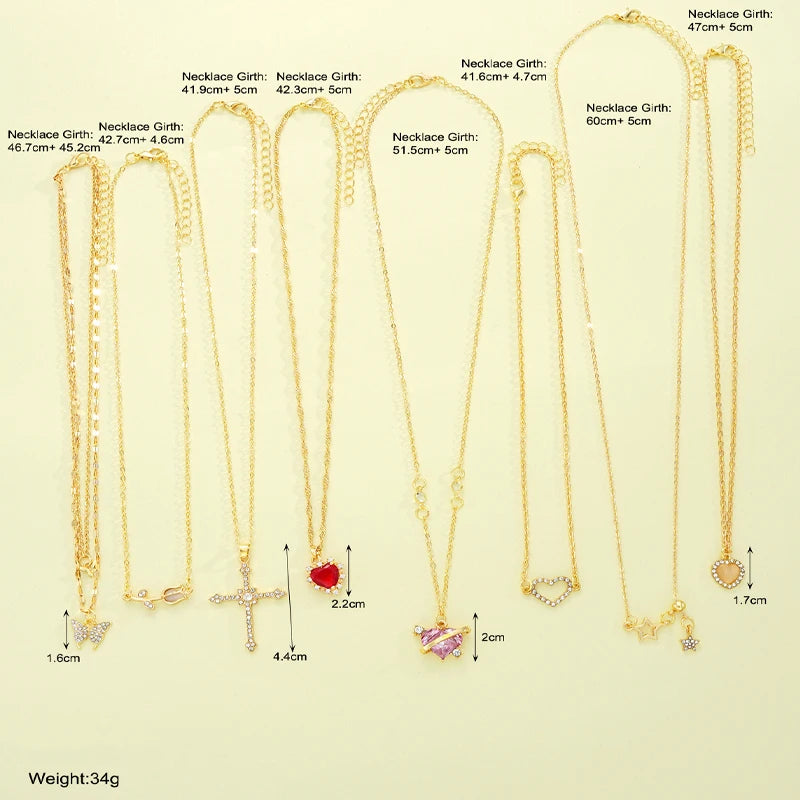 8 Pcs Simple Colliers Inoxydables Dorées